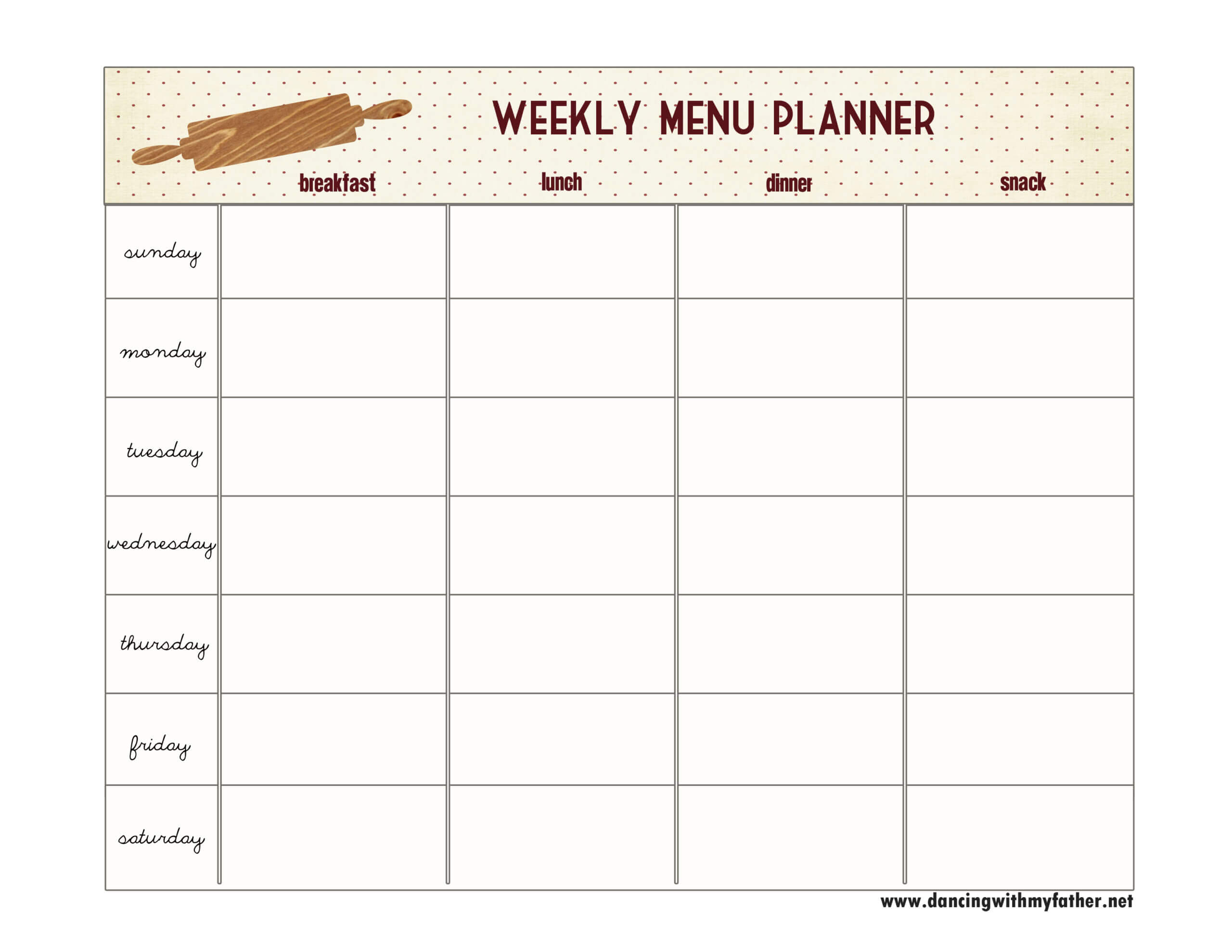 Blank Menu Planner Template ] – 28 Useful Printable Monthly Within Child Care Menu Templates Free