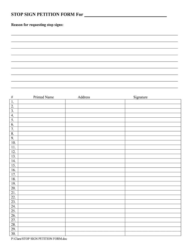Blank Petition - Colona.rsd7 With Regard To Blank Petition Template