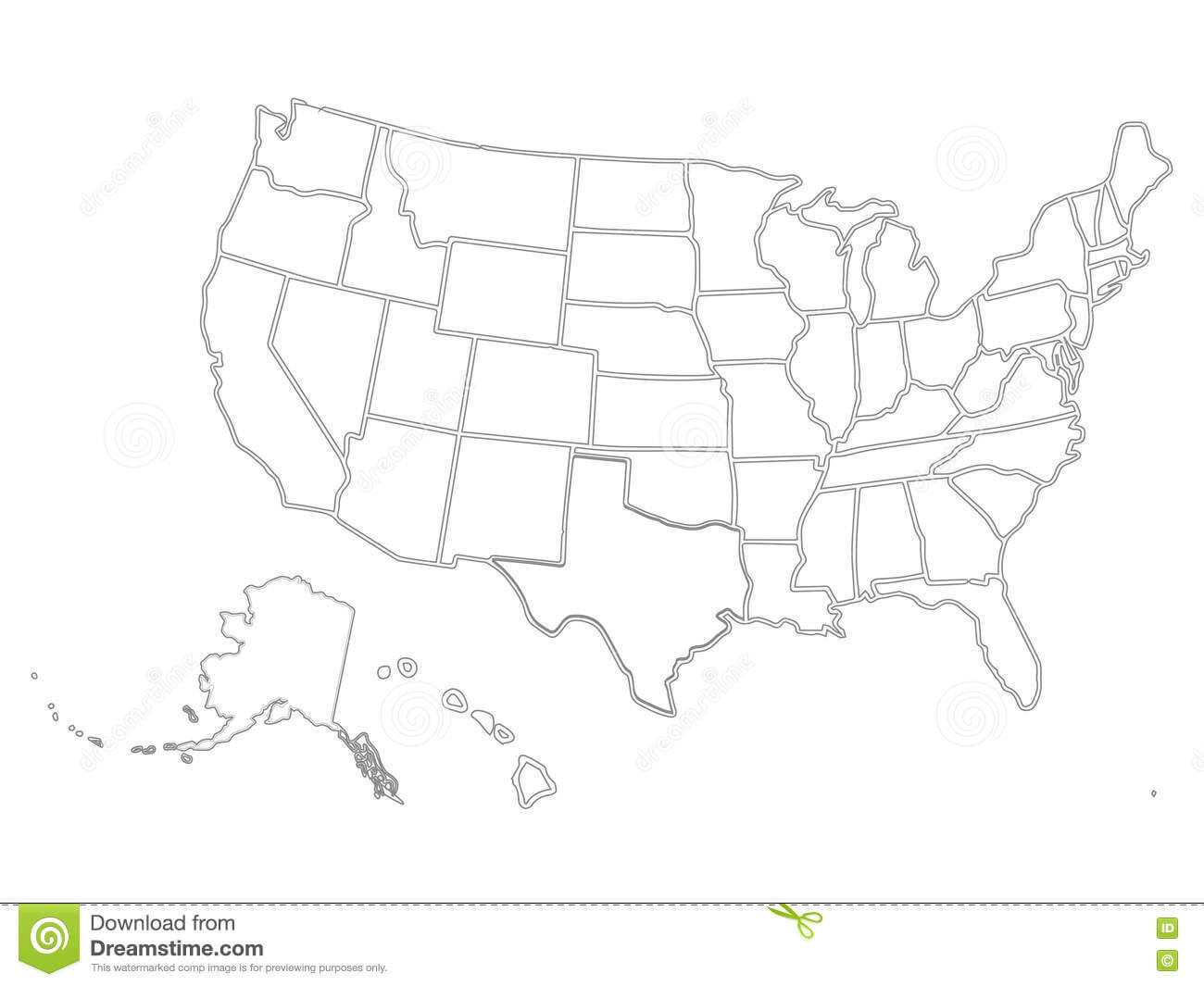 Blank Similar Usa Map On White Background. United States Of Inside Blank Template Of The United States