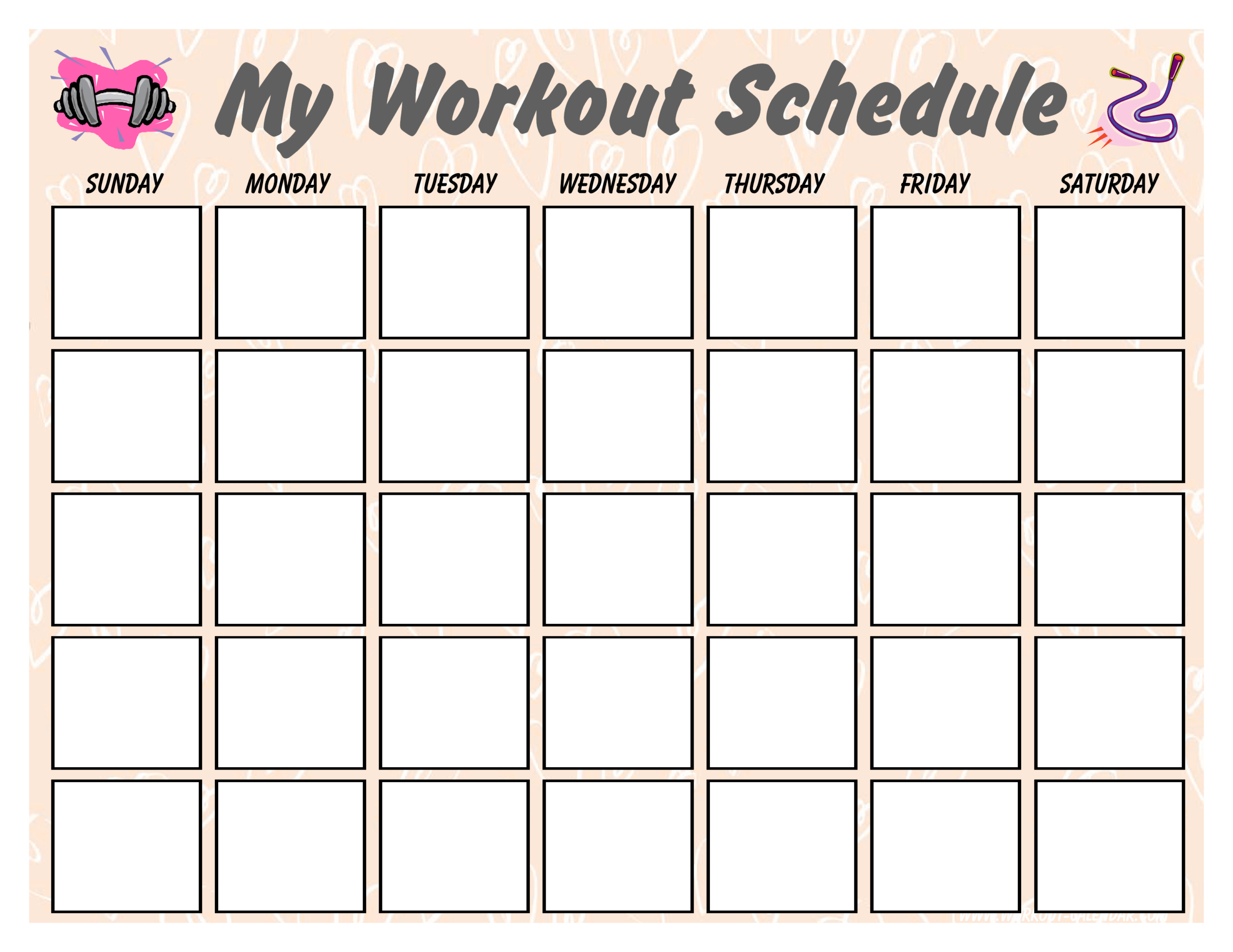 Blank Workout Schedule For Women | Templates At Regarding Blank Workout Schedule Template