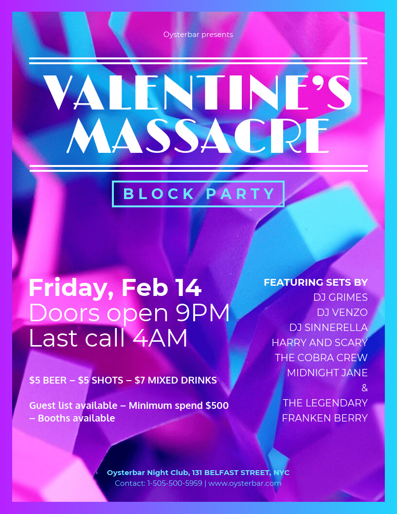 Block Party Valentine's Day Party Flyer Template Pertaining To Block Party Template Flyer