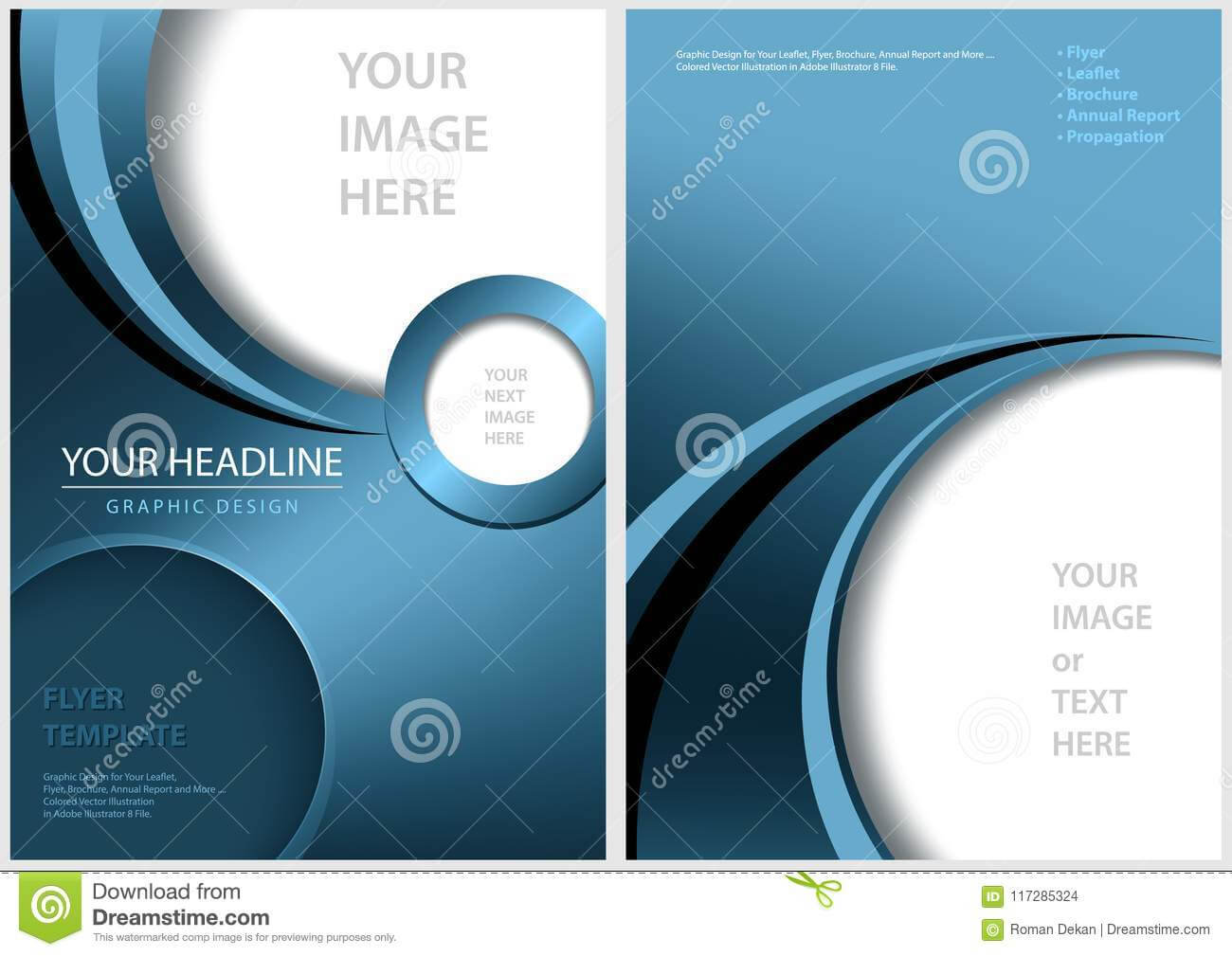 Blue Front And Back Flyer Template Stock Vector Throughout Adobe Illustrator Flyer Template