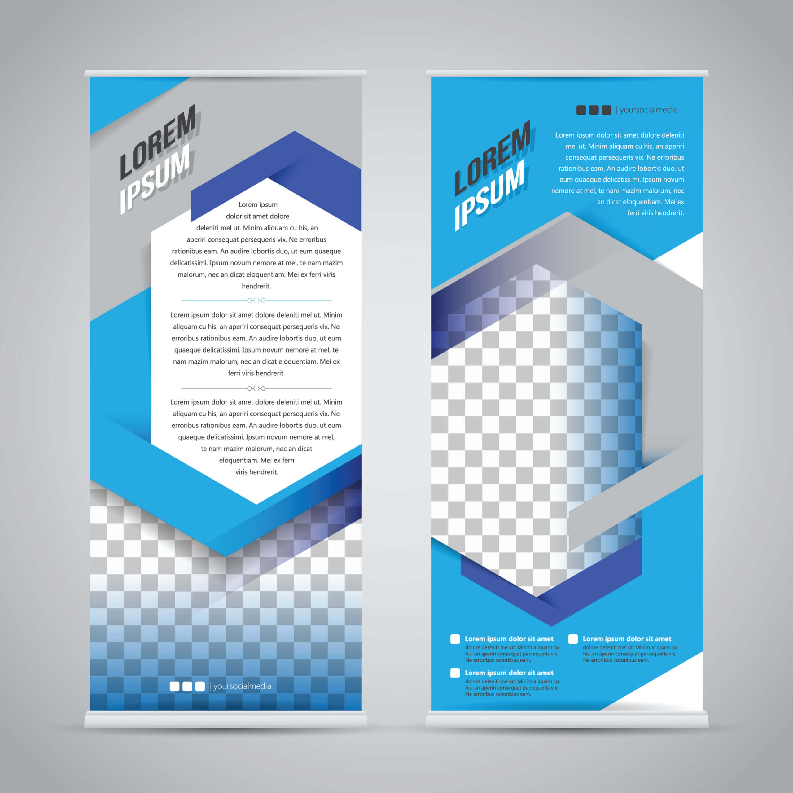 Blue Roll Up Banner Stand Design Template – Download Free Pertaining To Banner Stand Design Templates