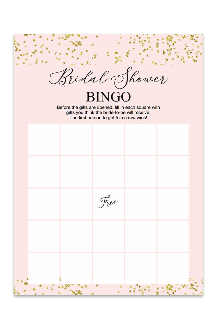 Blush And Confetti Bridal Shower Bingo – Chicfetti Pertaining To Blank Bridal Shower Bingo Template