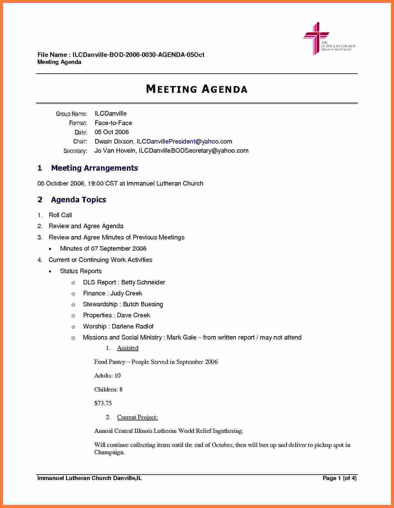 Board Meeting Agenda Format Fresh Board Meeting Agenda Pertaining To Agenda Template Word 2010