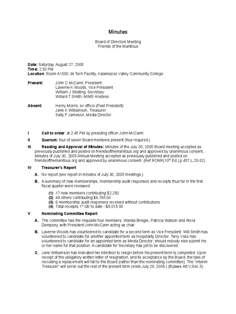 Board Meeting Minutes Template - 8 Free Templates In Pdf For Board Of Directors Meeting Minutes Template
