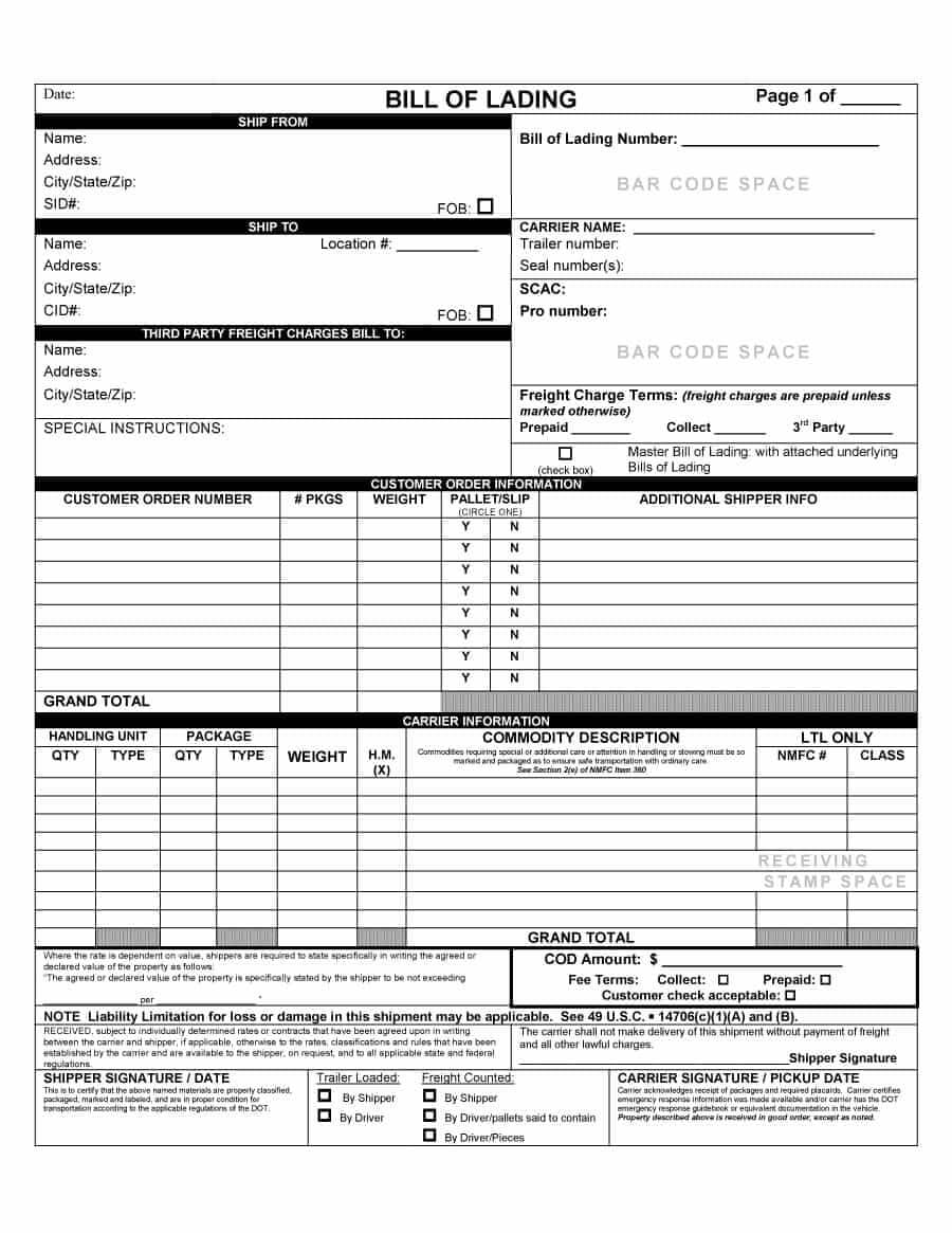 Bol Template - Colona.rsd7 In Blank Bol Template