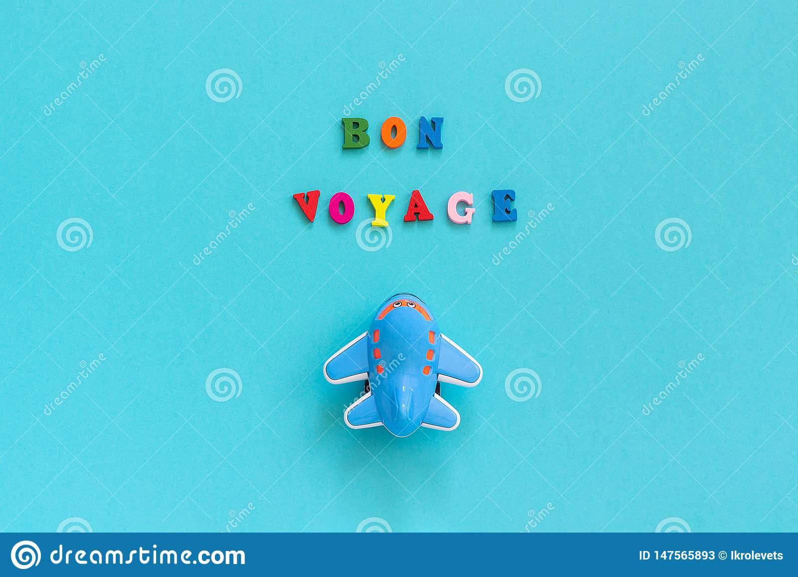 Bon Voyage Colorful Text And Children`s Funny Toy Plane On Regarding Bon Voyage Card Template