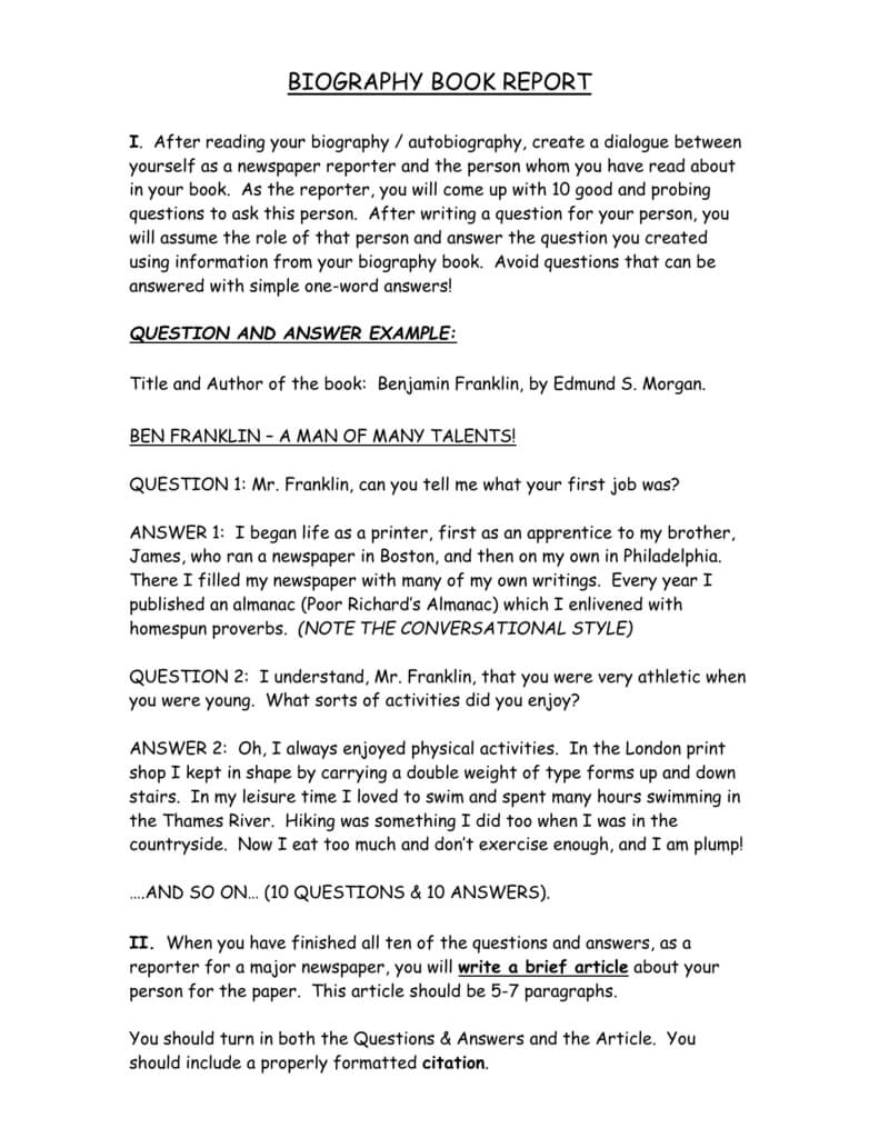 Book Report – Biography Intended For Biography Book Report Template