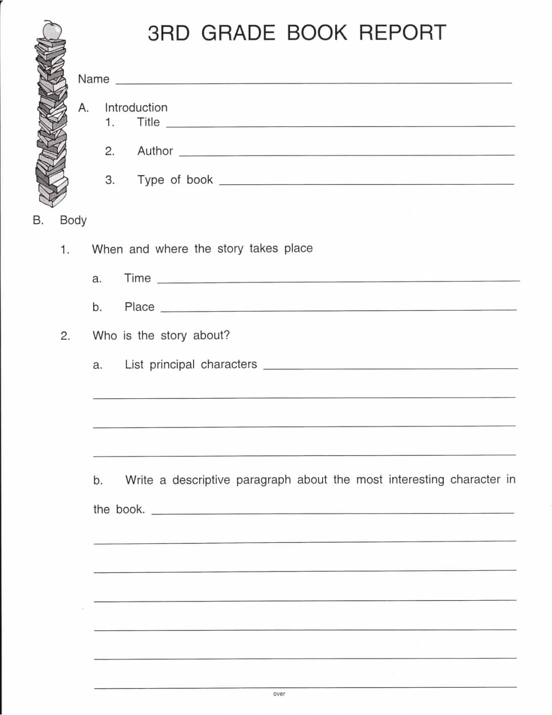 Book Report Examples 3Rd Grade 6Th 5Th Pdf College Sample With Regard To 2Nd Grade Book Report Template