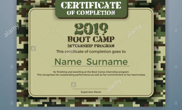 Boot Camp Internship Program Certificate Template Design with Boot Camp Certificate Template