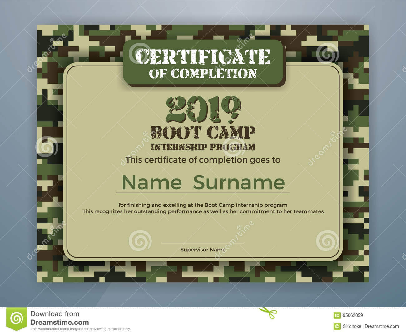 Boot Camp Internship Program Certificate Template Stock For Boot Camp Certificate Template