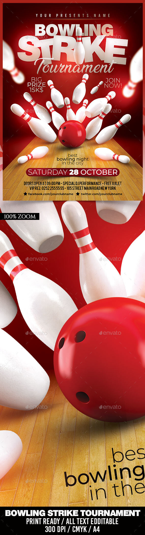 Bowling Flyer Graphics, Designs & Templates From Graphicriver Inside Bowling Flyers Templates Free