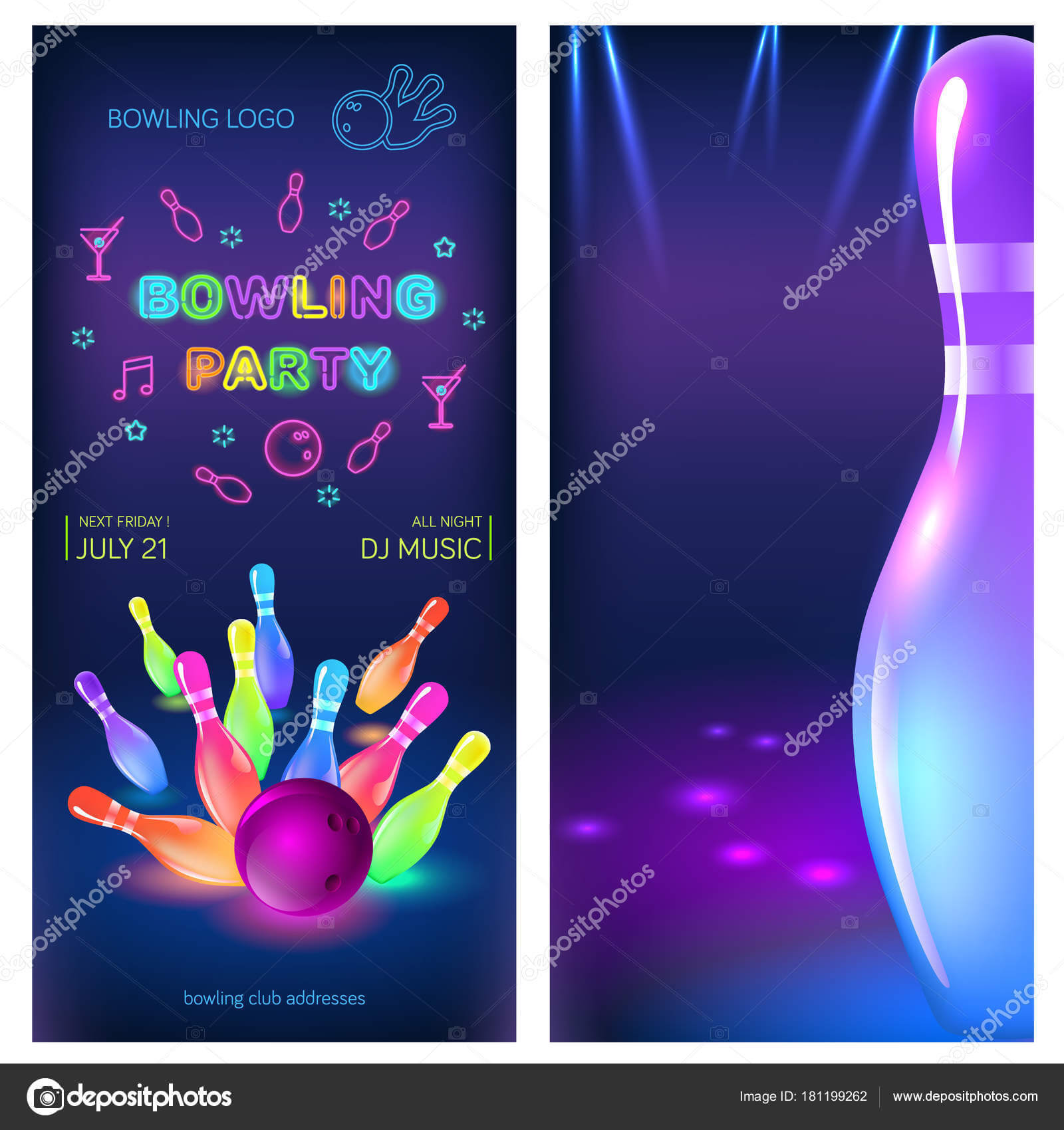 Bowling Party Flyer Template Vector Clip Art Illustration With Bowling Party Flyer Template