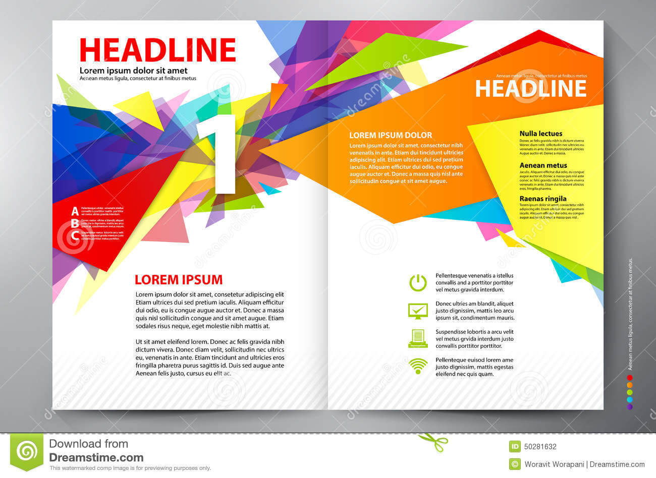 Brochure Design Two Pages A4 Vector Template Stock Vector Pertaining To 2 Page Flyer Template
