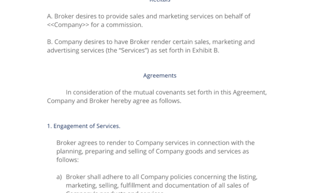 Broker Commission Sales Agreement - 3 Easy Steps with regard to Business Broker Agreement Template
