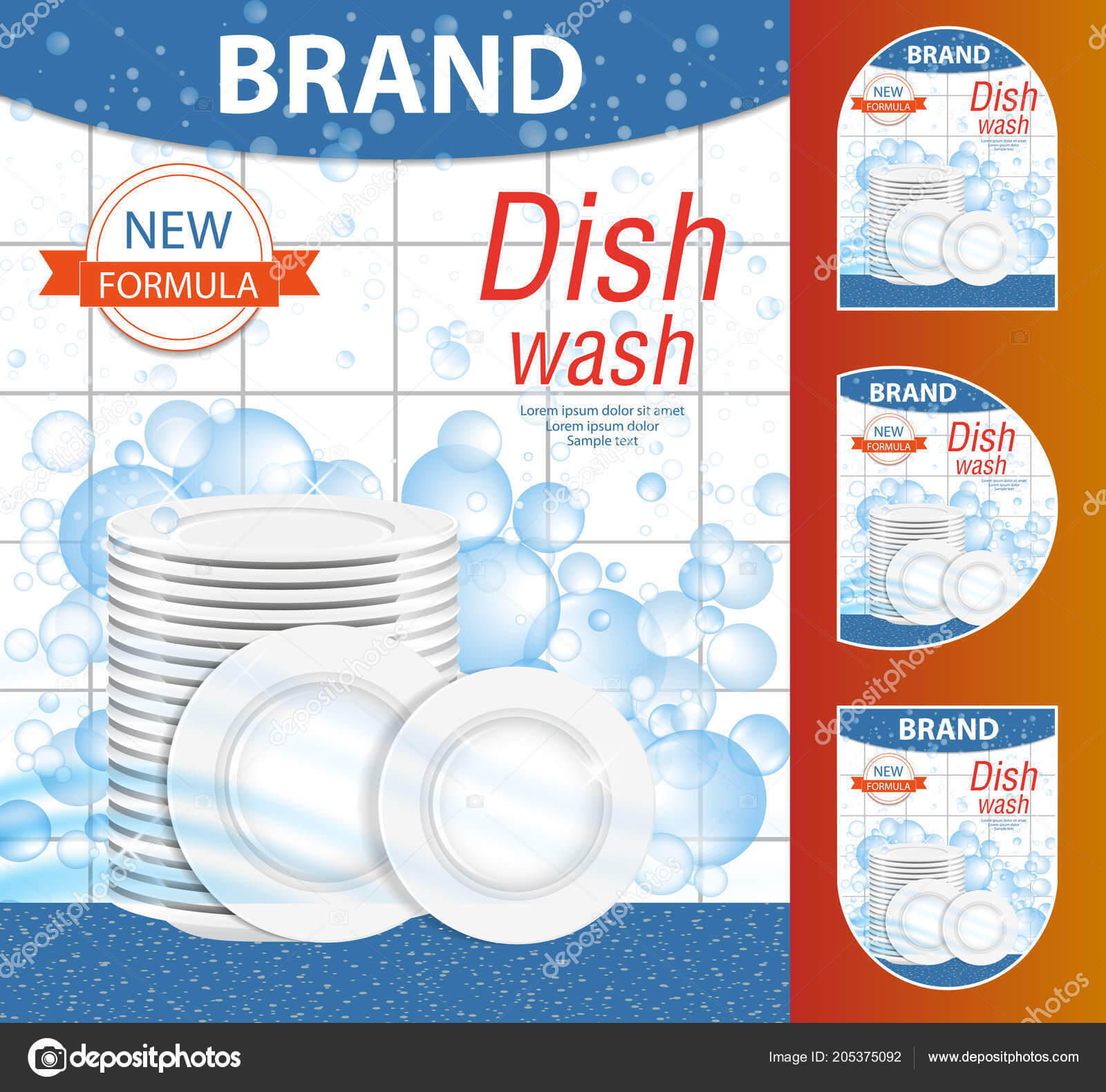 Bubble Bottle Label Template | Dishwashing Liquid Products In Bubble Bottle Label Template