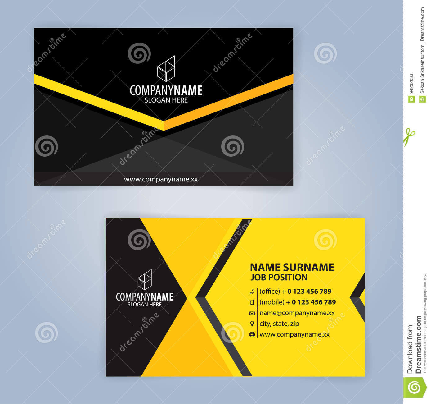 Business Card Template. Yellow And Black Stock Vector Pertaining To Call Card Templates