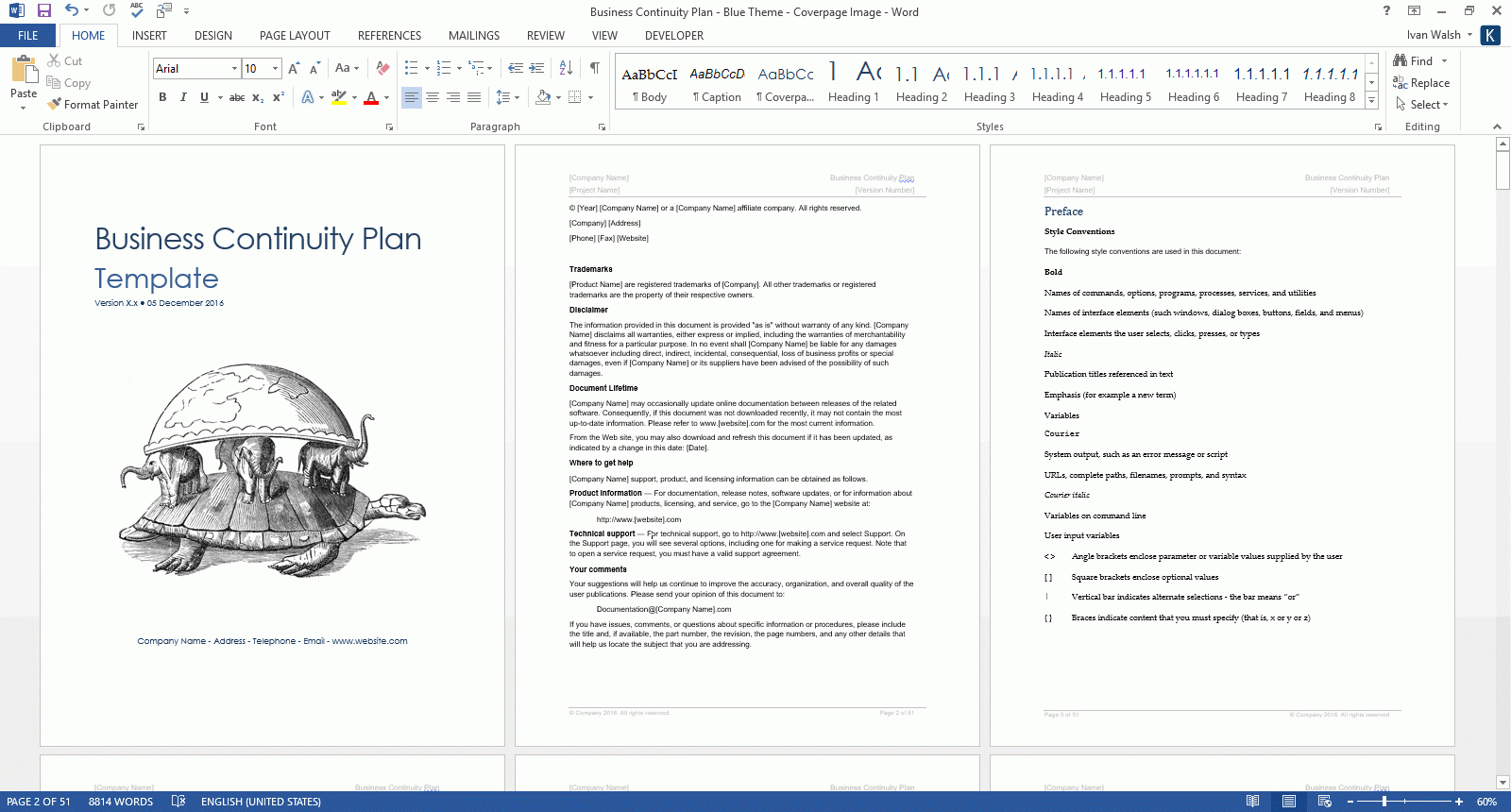 Business Continuity Plan Template (Ms Word/excel Throughout Business Continuity Plan Risk Assessment Template