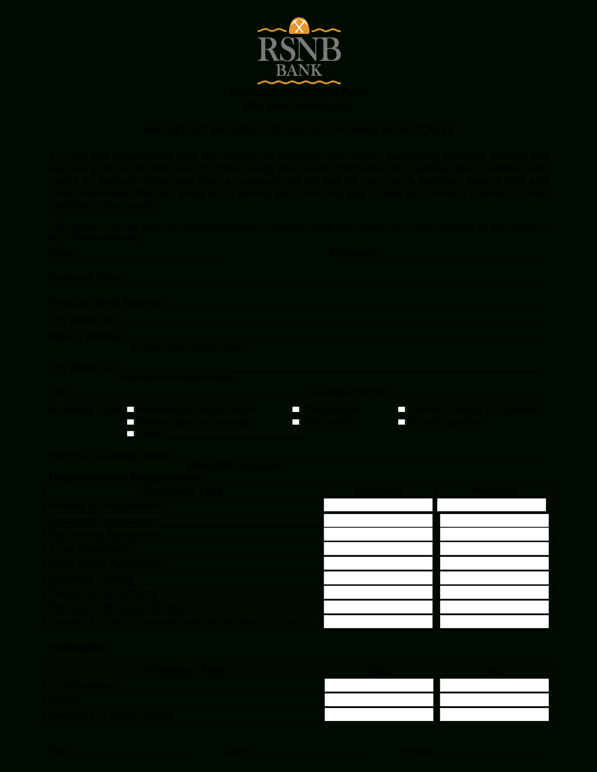 Business Information Form | Templates At Throughout Business Information Form Template