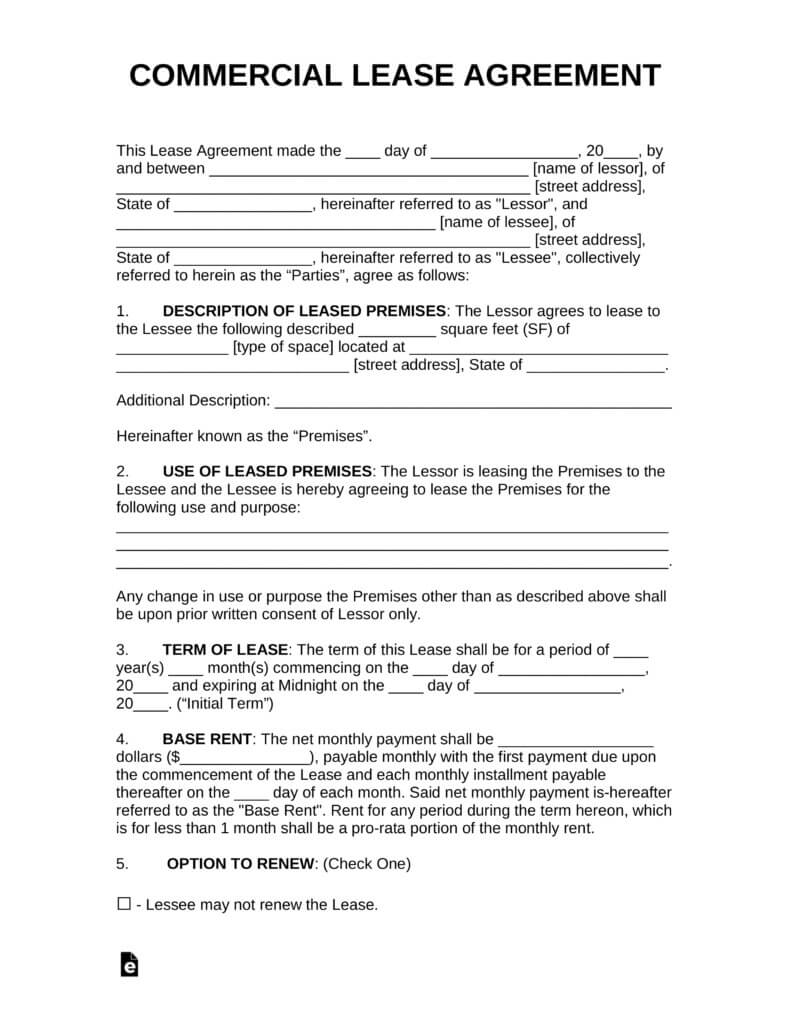 Business Lease Agreement Template Elegant Mercial Lease Regarding Business Lease Agreement Template Free