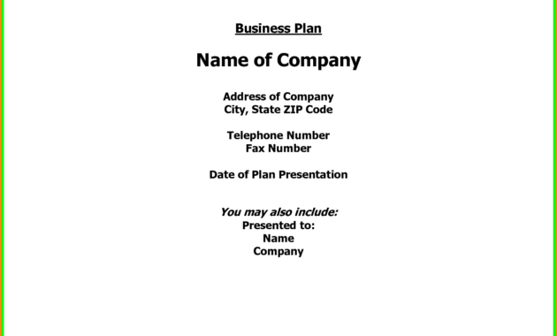Business Plan R Page Template Doc Example Pdf Word Layout with regard to Business Plan Title Page Template