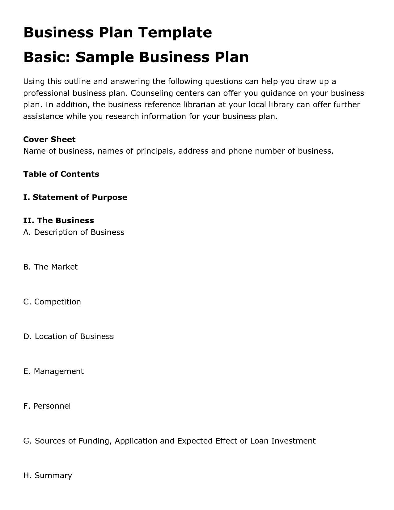 Business Plan Template For Students Plans Basic Pdf World Of With Regard To Buisness Plan Template