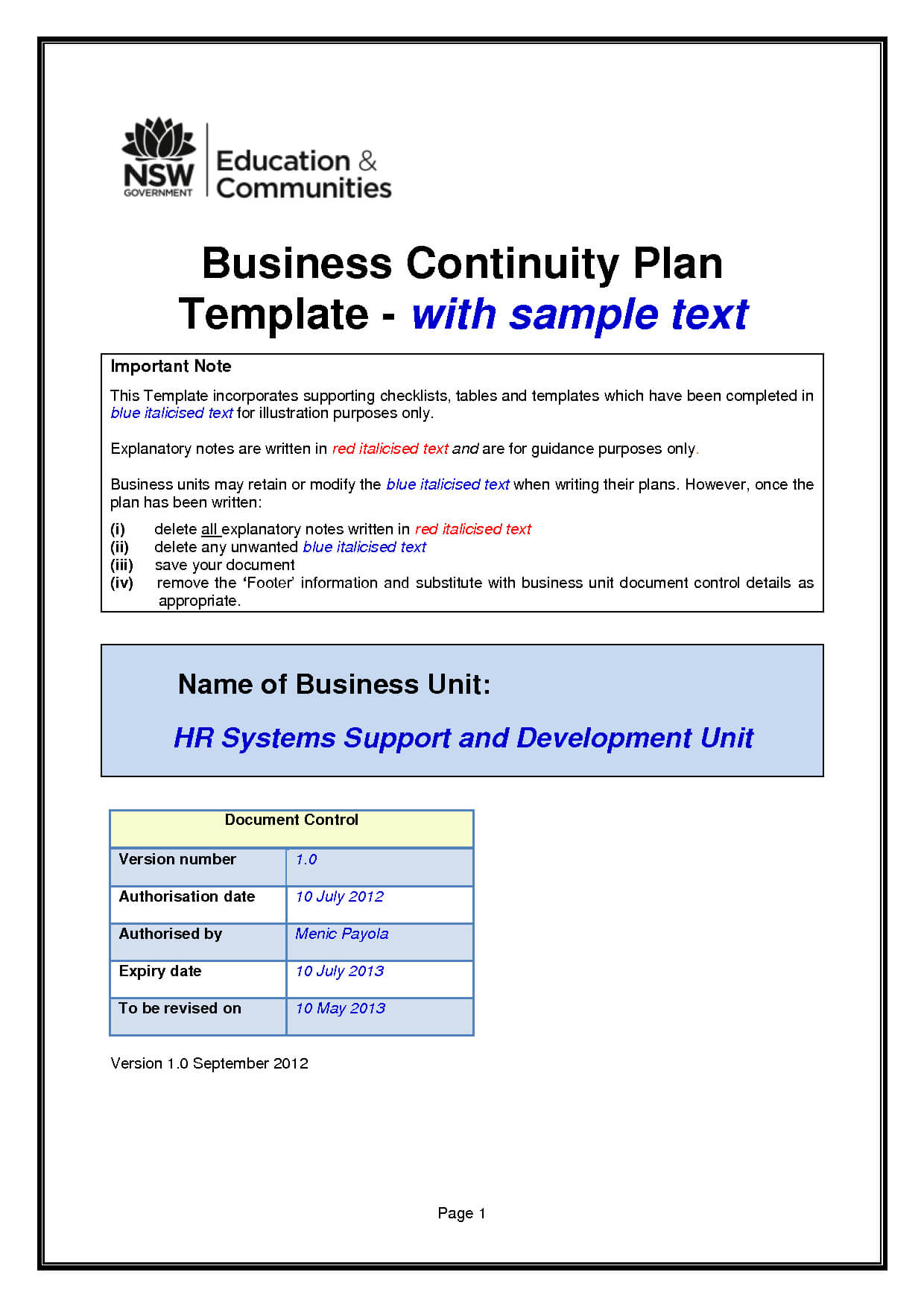 Business Plans Disaster Recovery Plan Template Example For With Regard To Business Continuity Management Policy Template