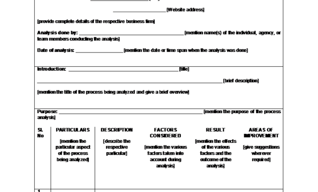 Business Process Analysis Template within Business Process Questionnaire Template