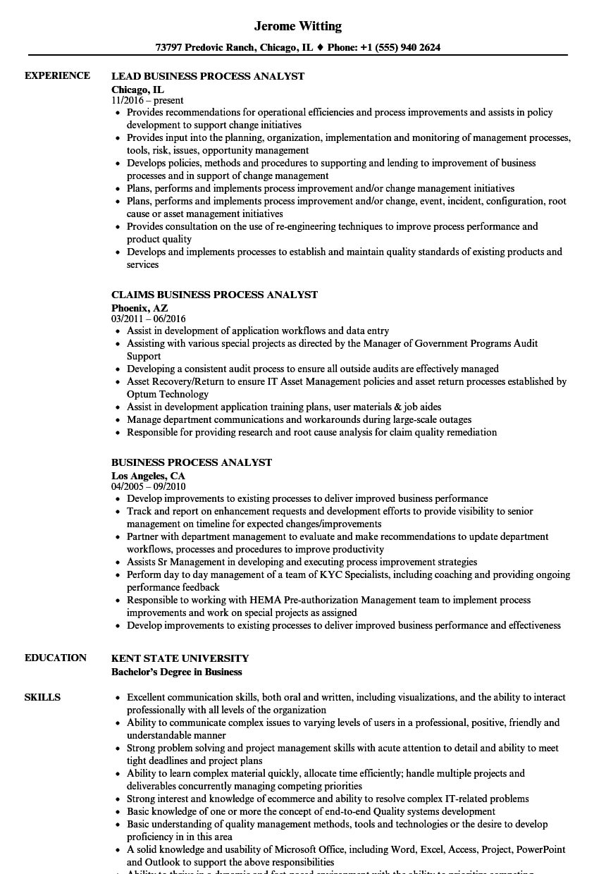 Business Process Analyst Resume Samples | Velvet Jobs For Business Process Narrative Template