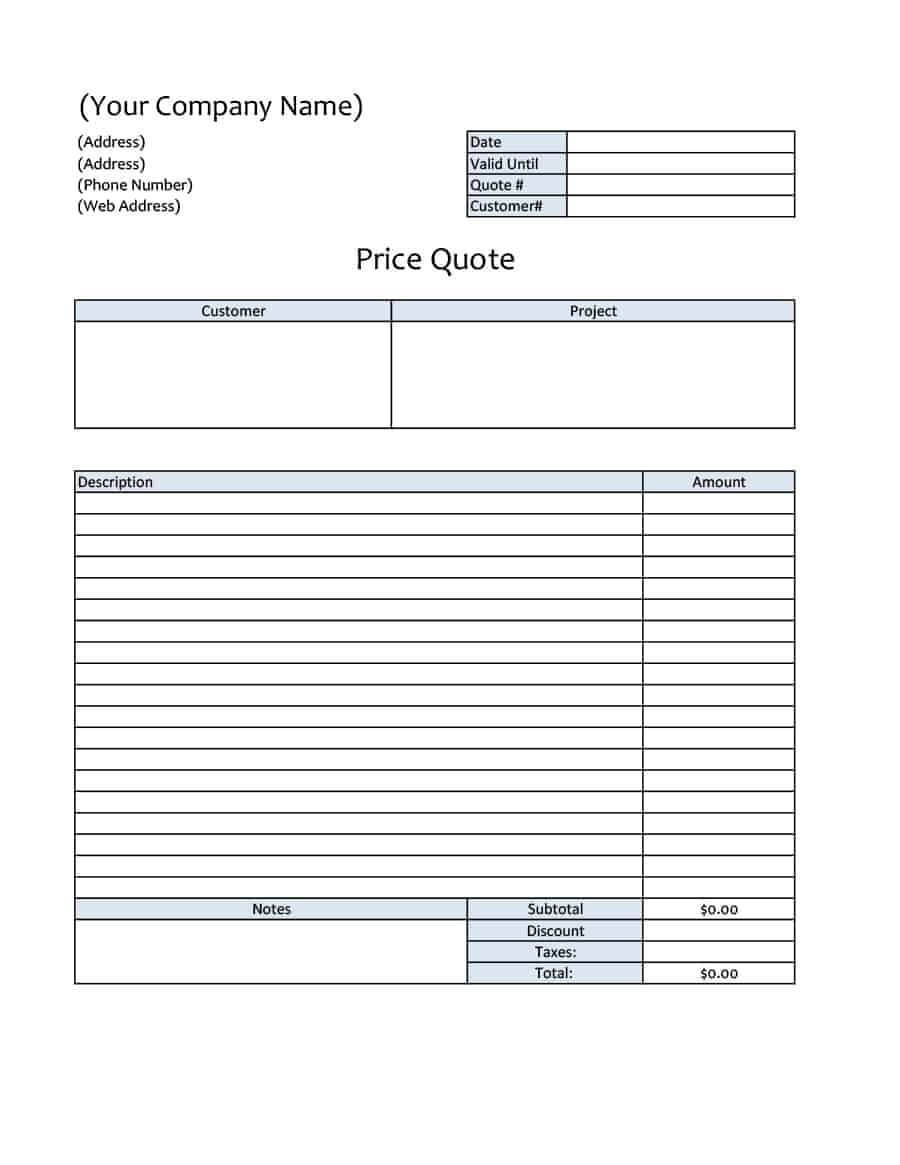 Business Quote Templates – Colona.rsd7 Intended For Blank Estimate Form Template