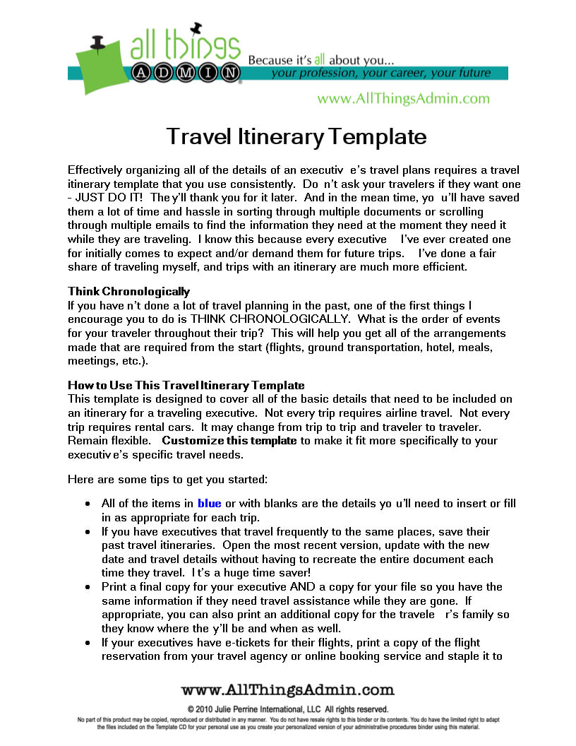 Business Travel Itinerary | Templates At Allbusinesstemplates With Regard To Business Travel Itinerary Template Word
