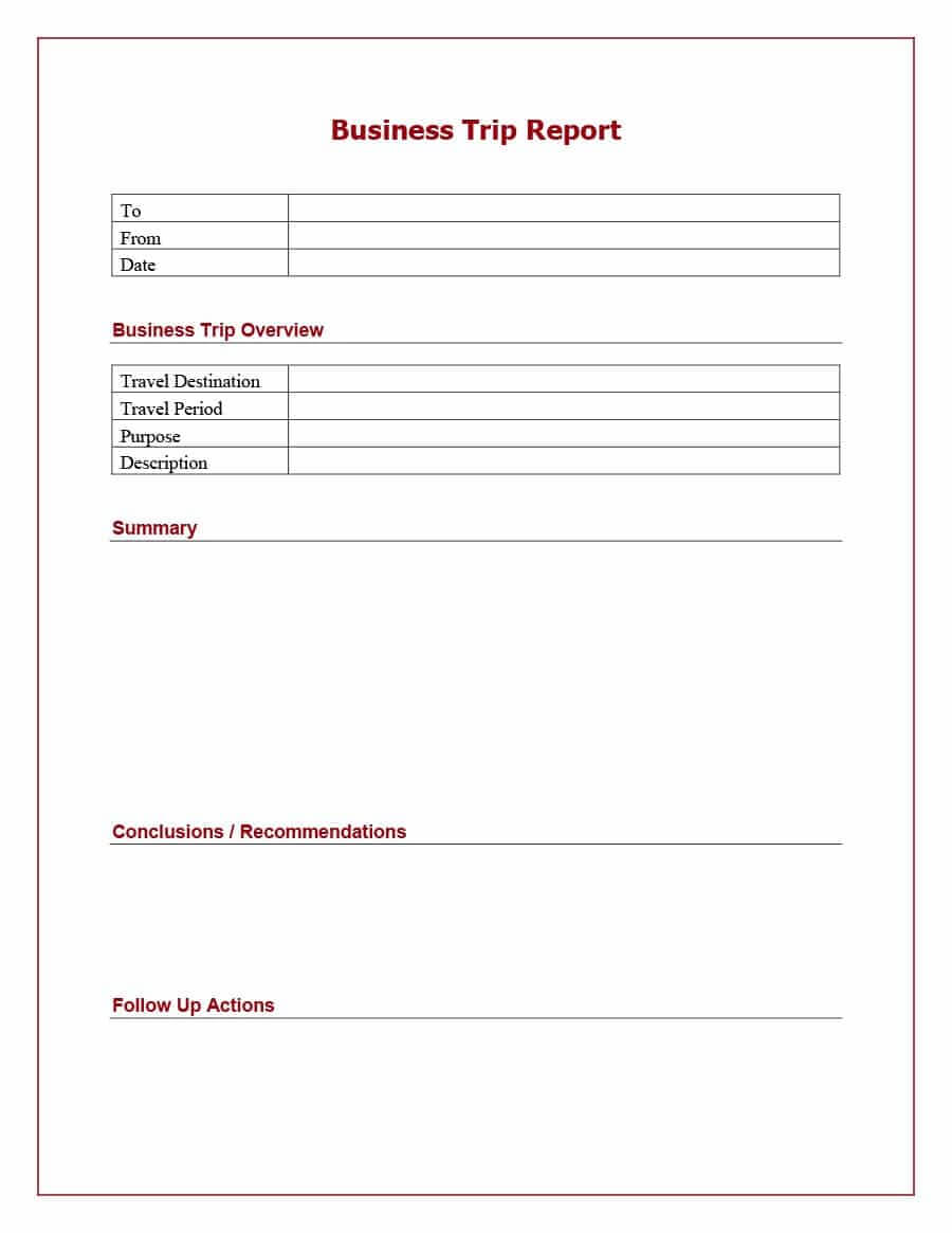 Business Trip Summary Report Template Examples Sample With Business Trip Report Template