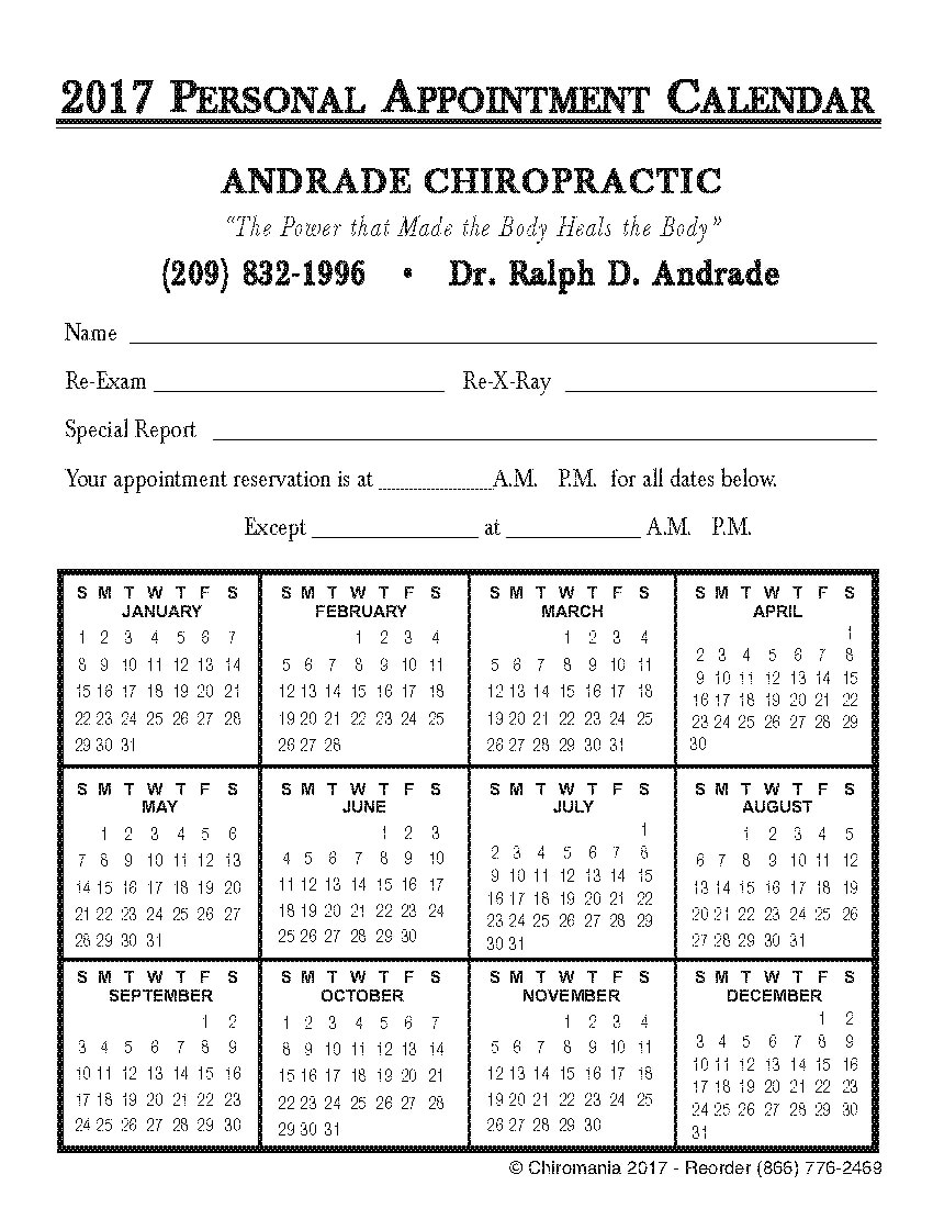Calendar Appointment Cards Within Chiropractic Travel Card Template