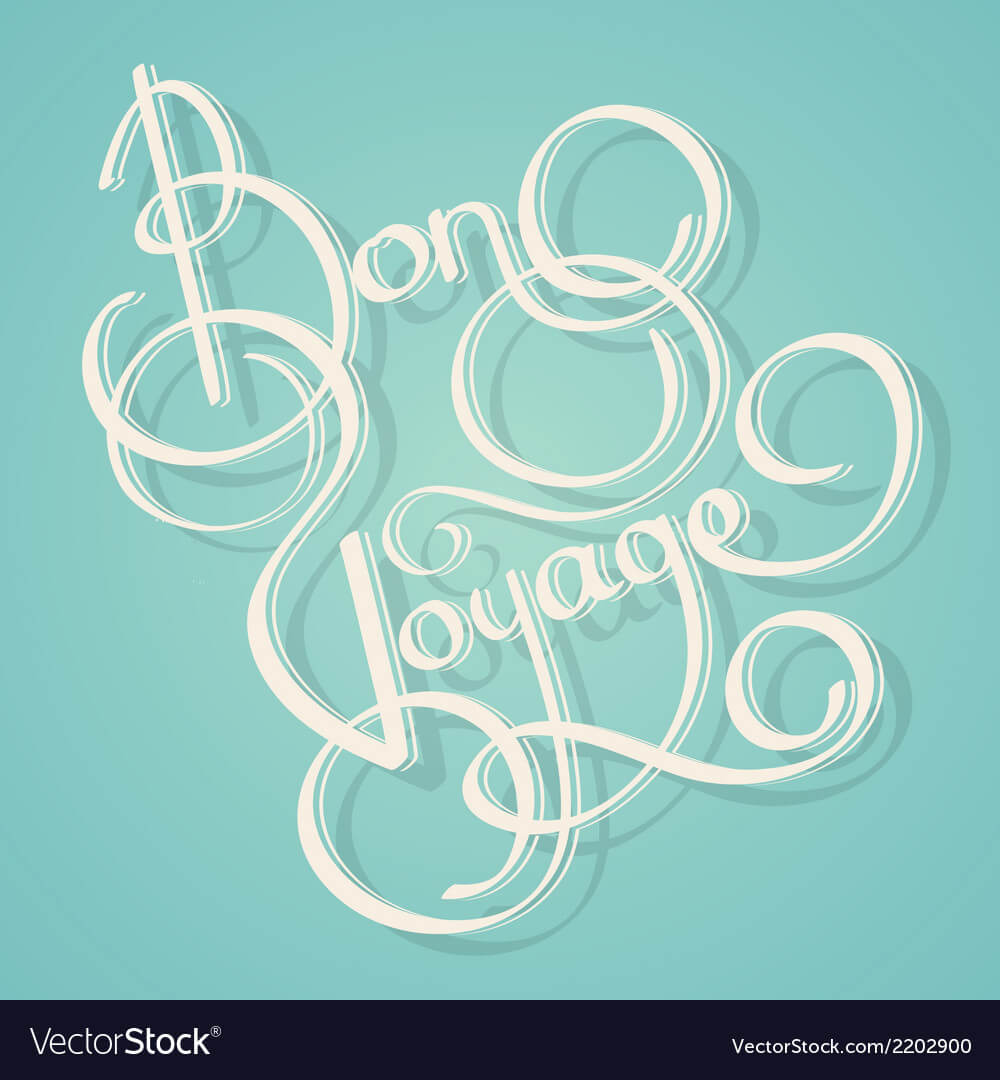 Calligraphy Bon Voyage Text Within Bon Voyage Card Template