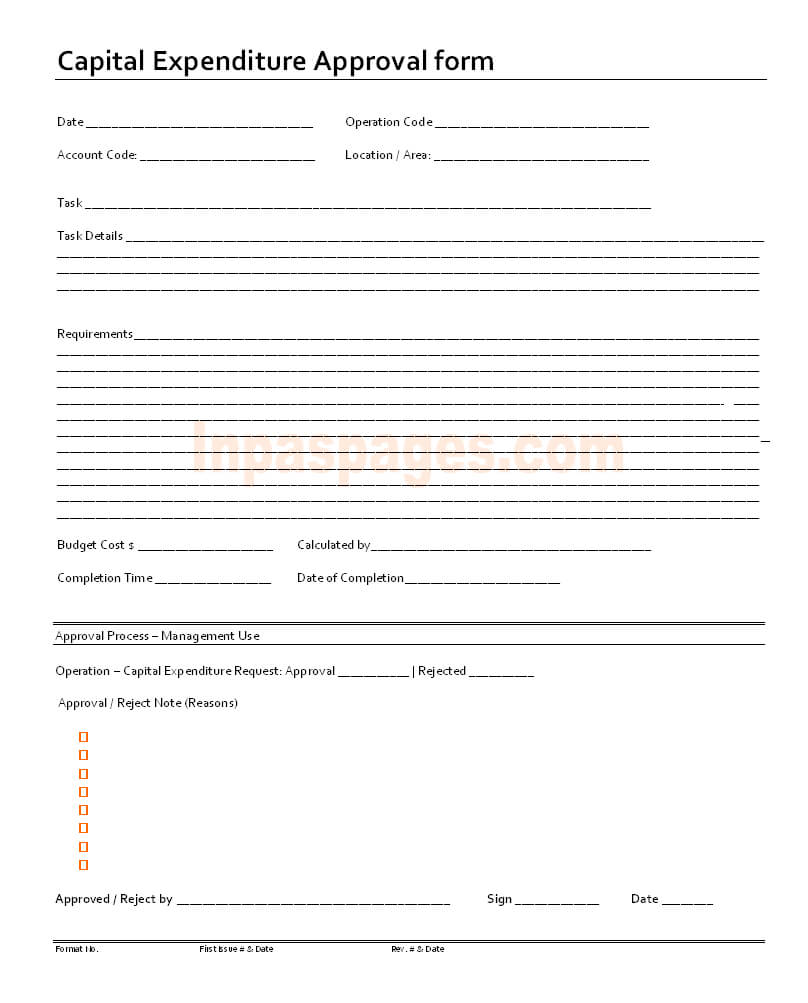 Capital Expenditure Approval Form Format Regarding Capital Expenditure Report Template