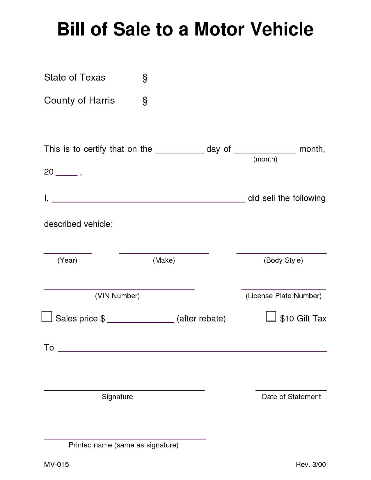 Car Bill Of Sale Texas 470581 Examples Vehicle Ate Word Throughout Car Bill Of Sale Word Template