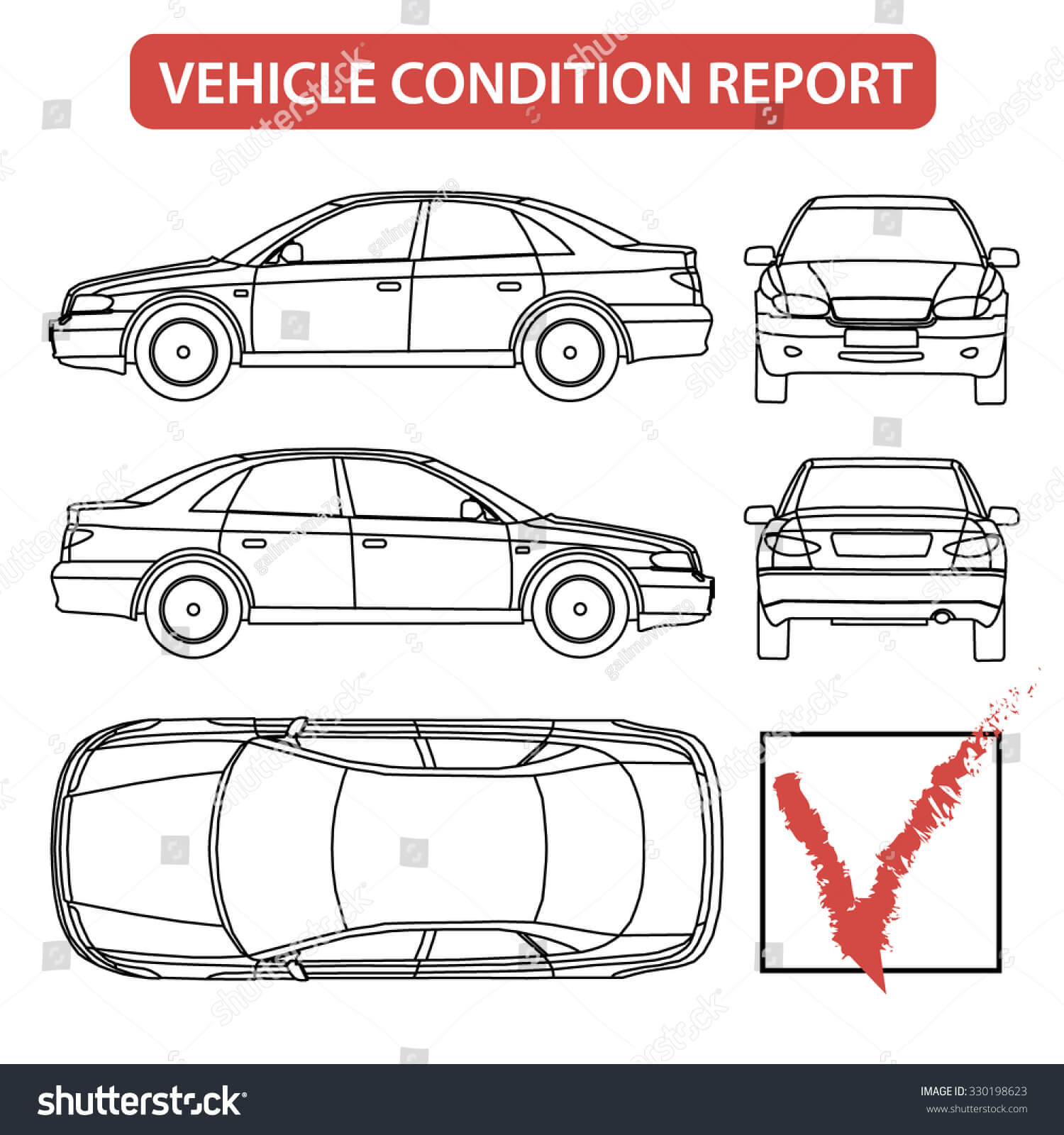 Car Condition Form Vehicle Checklist Auto Stock Vector Regarding Car Damage Report Template