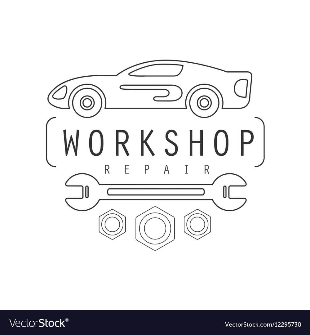 Car Repair Workshop Black And White Label Design Regarding Black And White Label Templates