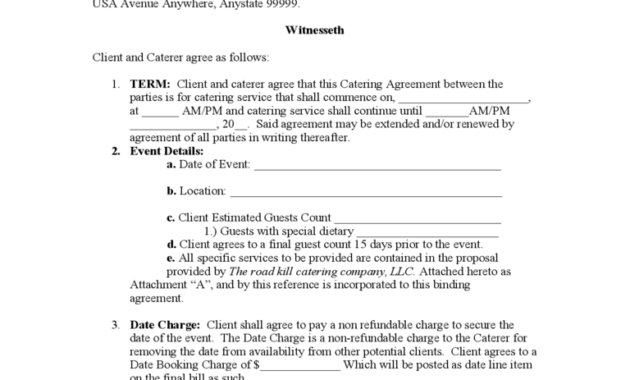 Catering Contract Template - 6 Free Templates In Pdf, Word with regard to Catering Contract Template Word