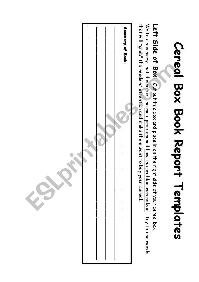 Cereal Box Book Report – Esl Worksheetalmodlin With Cereal Box Book Report Template
