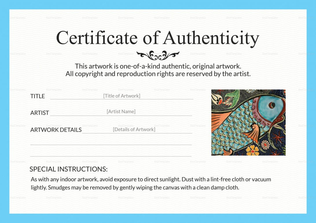 Certificate Of Authenticity Template Artwork In 2020 Art Regarding Certificate Of Authenticity Template