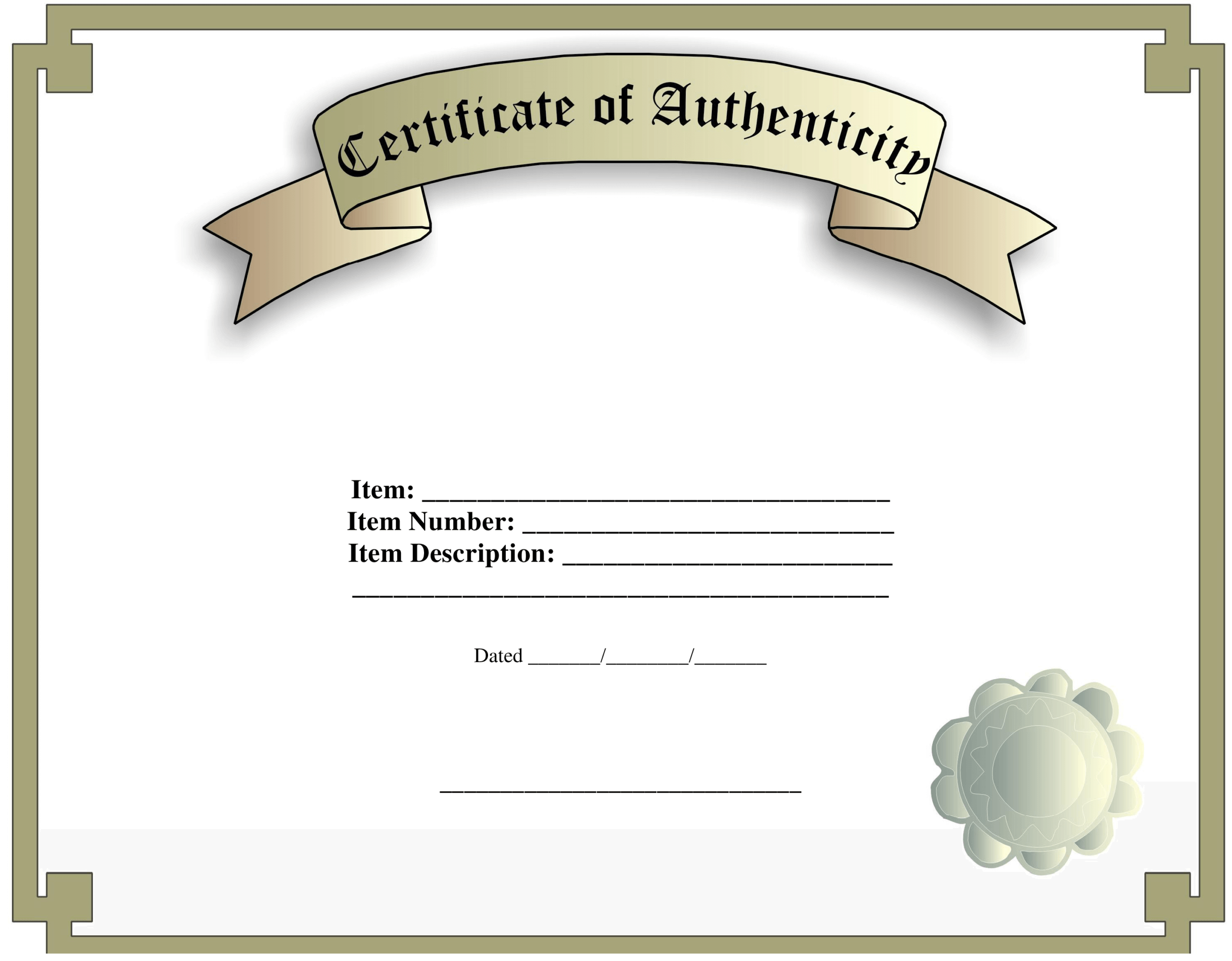 Certificate Of Authenticity Template | Templates At Regarding Certificate Of Authenticity Template