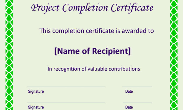 Certificate Of Completion Project | Templates At inside Certificate Template For Project Completion