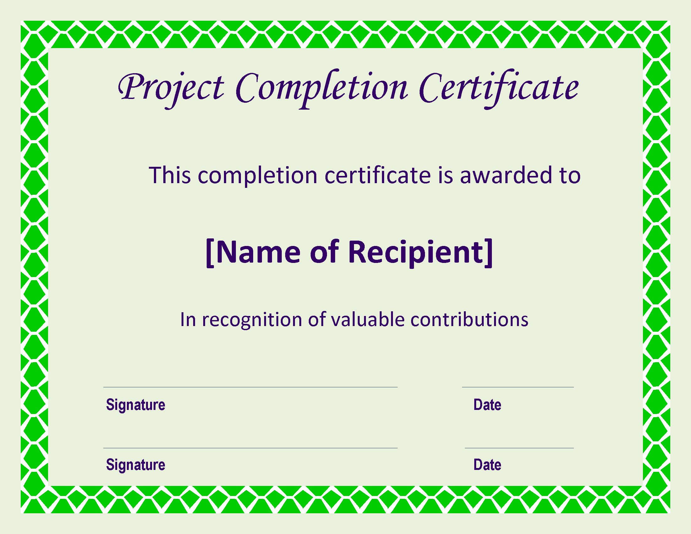 Certificate Of Completion Project | Templates At Inside Certificate Template For Project Completion