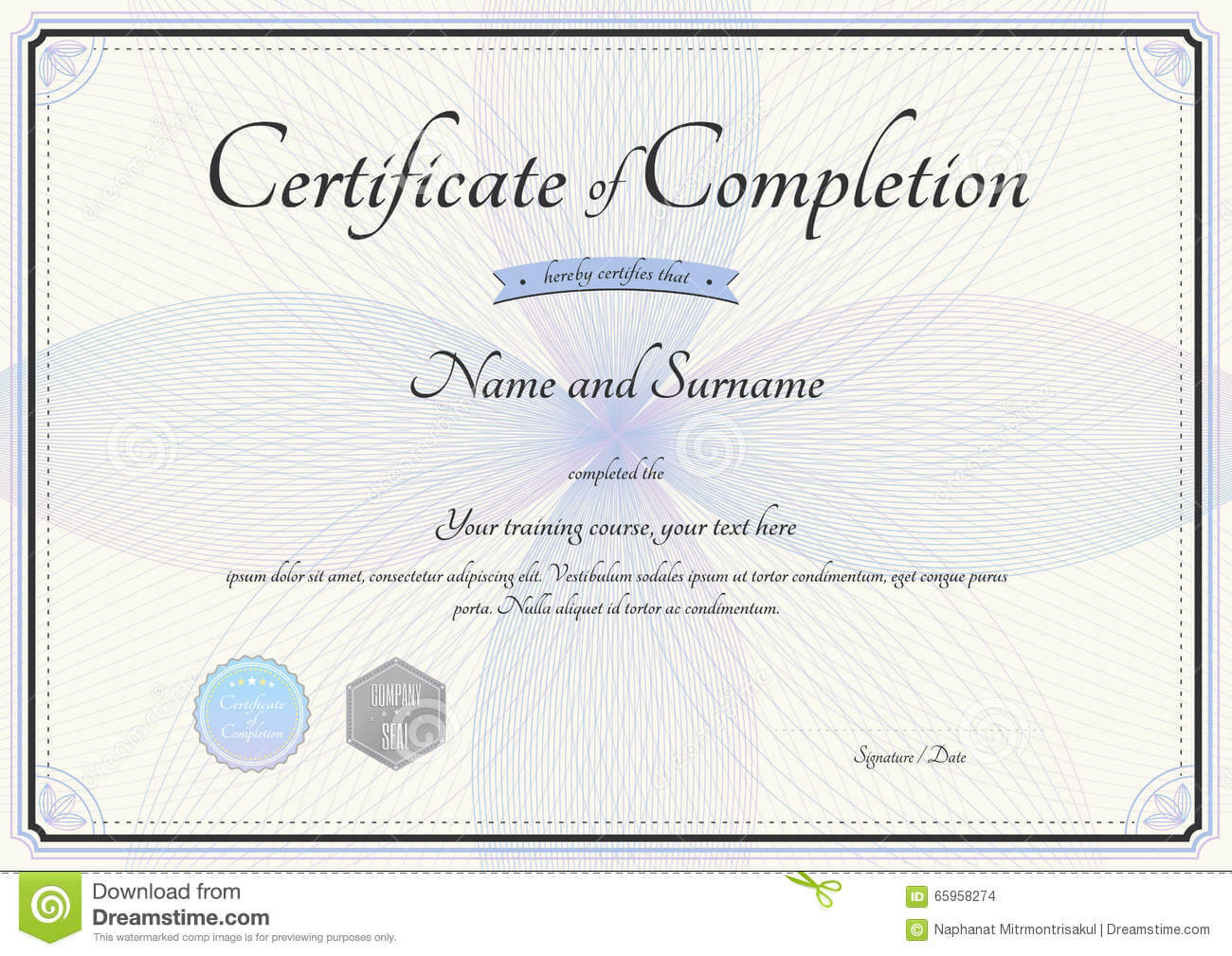Certificate Of Completion Template In Vector With Florist Intended For Choir Certificate Template