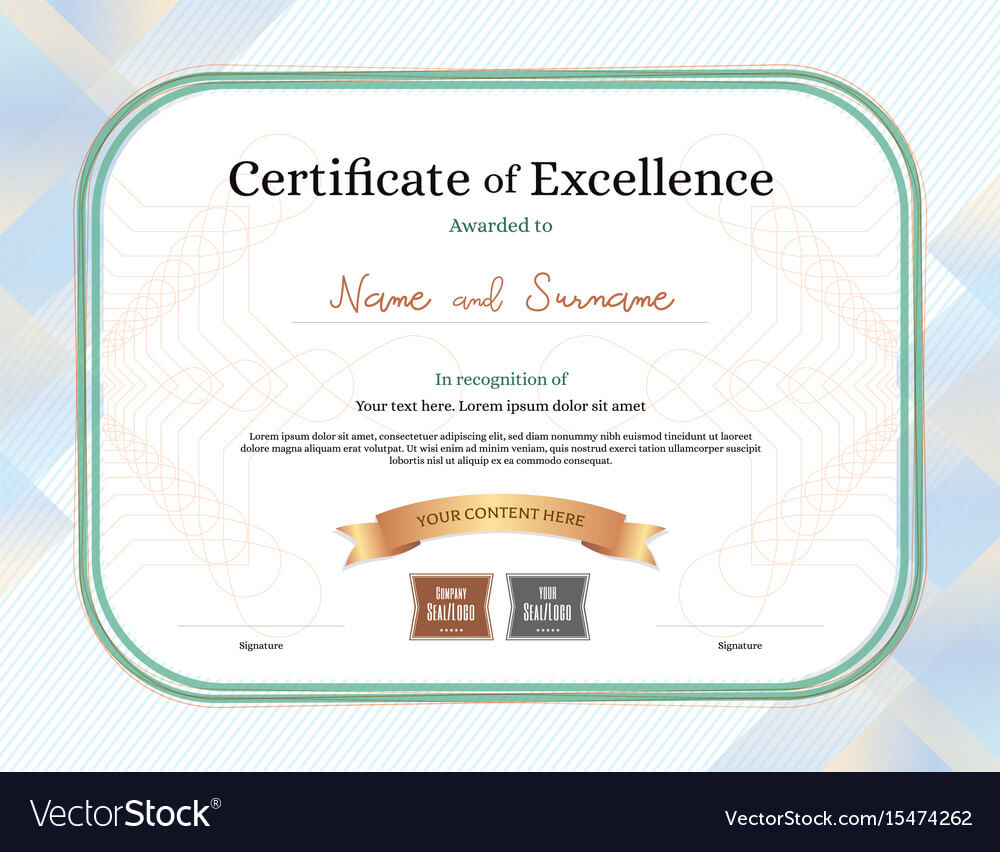 Certificate Of Excellence Template With Award In Award Of Excellence Certificate Template