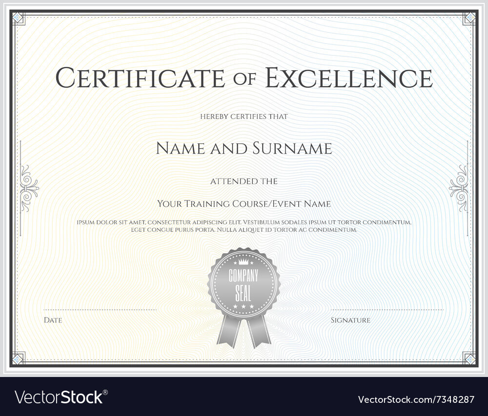 Certificate Of Excellence Template With Certificate Of Excellence Template Free Download