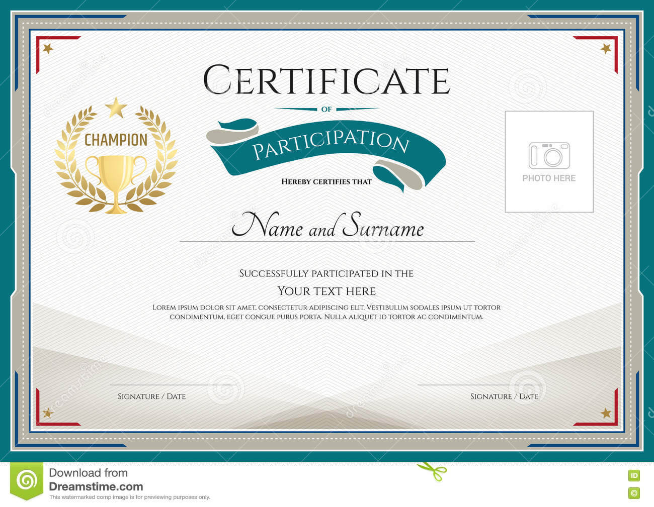 Certificate Of Participation Template With Green Broder Within Certificate Of Participation Word Template
