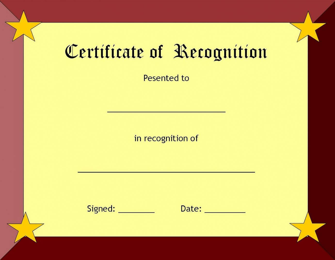 Certificate Of Recognition Template – Certificate Templates In Best Teacher Certificate Templates Free